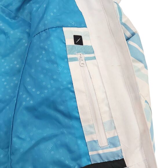 Roxy Snow Jacket Womens Large White Blue Hooded Insulated Snowboarding Outdoor - Picture 13 of 14